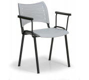 Konfereční židle plastová Smart s područkami šedá, černý kov, židle konferenční