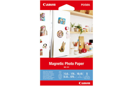 Canon Magnetický Photo Paper, foto papír, lesklý, bílý, Canon PIXMA, 10x15cm, 4x6", 670 g/m2, 5 ks, 3634C002