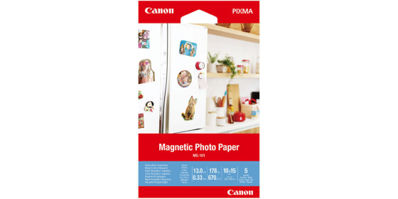 Canon Magnetický Photo Paper, foto papír, lesklý, bílý, Canon PIXMA, 10x15cm, 4x6", 670 g/m2, 5 ks, 3634C002