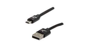 LOGO USB kabel (2.0), USB A samec - microUSB samec, 1m, 480 Mb/s, 5V/2A, černý