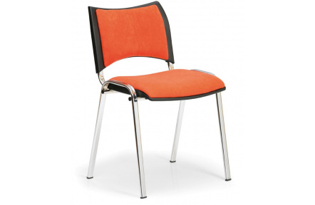 Konfereční židle čalouněná Smart oranžová, chromovaný kov, židle konferenční