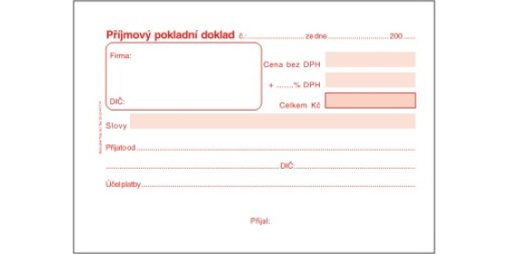 Příjmový pokladní doklad obyčejný ET020