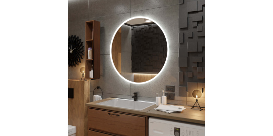 Koupelnové zrcadlo Ø 100 cm DELHI s LED podsvícením 