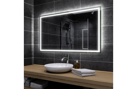 Koupelnové zrcadlo s LED podsvícením 108,5x72,5 cm ATLANTA, hranaté