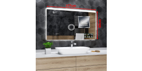 Koupelnové zrcadlo s LED podsvětlením 177x80 cm DUBAI+horní průzor, IP44, NEUTRÁLNÍ