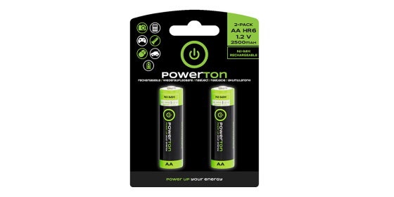 Powerton ,nabíjecí baterie, AA (HR6), 1.2V, 2500mAh, blistr, 2-pack
