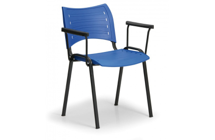 Konfereční židle plastová Smart s područkami modrá, černý kov, židle konferenční