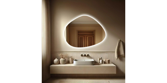 Koupelnové zrcadlo s LED podsvícením BAKU 80x62cm nepravidelné tvary