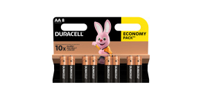 Baterie alkalická, AA, 1.5V, Duracell, blistr, 8-pack, 42303, Basic